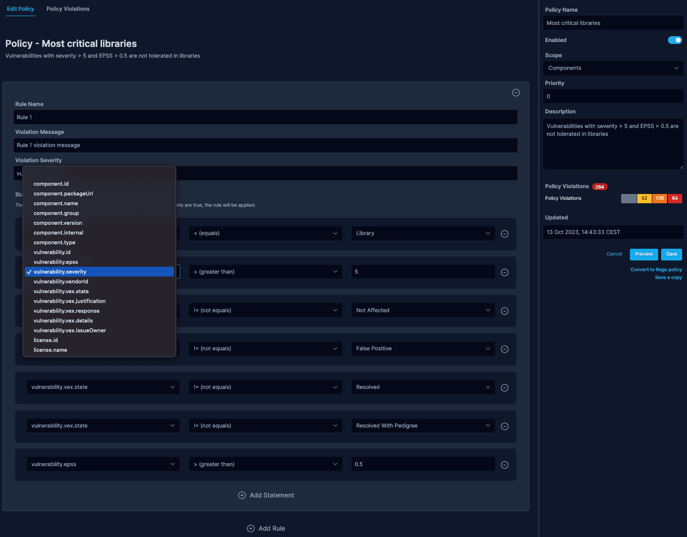 Visual policy builder